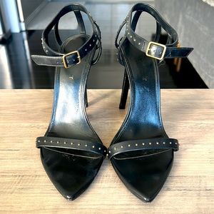YSL black strappy heels size 38.5